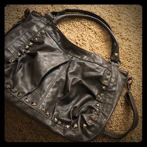 Gray Studded Handbag